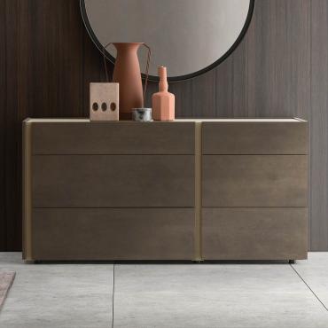 Cleveland modern streamlined chest of drawers, with contrasting groove and asymmetrical drawers