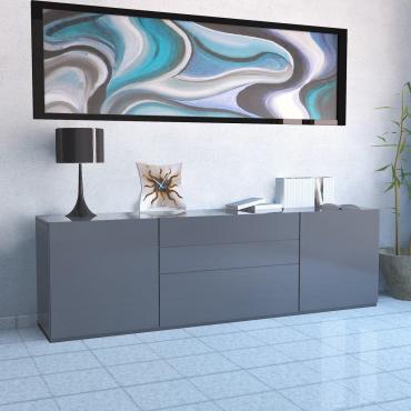 Plan lacquered free-standing sideboard - sideboard with 3 hinged doors and standard L handles