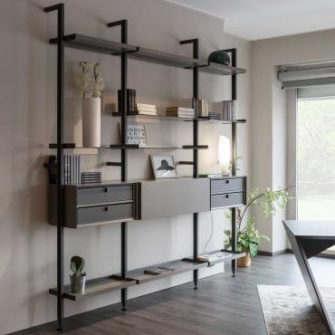 Betis aluminium modular shelving system, modern and functional wall-mounted bookcase