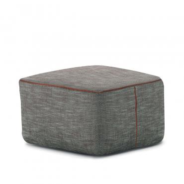 Janet rectangular fabric-upholstered ottoman with contratsing seams