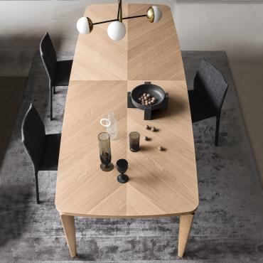 Nelia modern wooden table with carpentry workmanship of the top