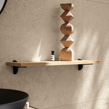 Bathroom customisable shelf with cm 6 thickness and Frame towel holder