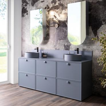 N98 Frame bathroom vanity unit with a colourful sink