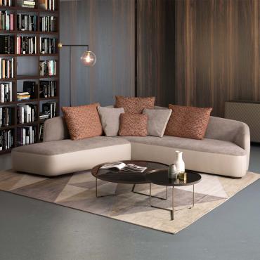 Banus design sofa with low asymmetric backrest