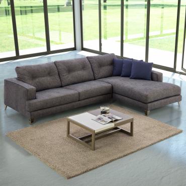 Harvey chaise end sectional sofa with metal feet