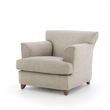 Marion comfy fabric armchair with wooden feet
