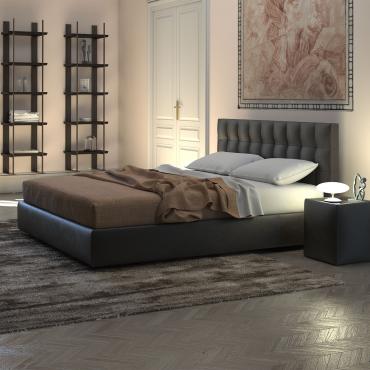 SuperCapitonné bed with tufted headboard and built-in storage