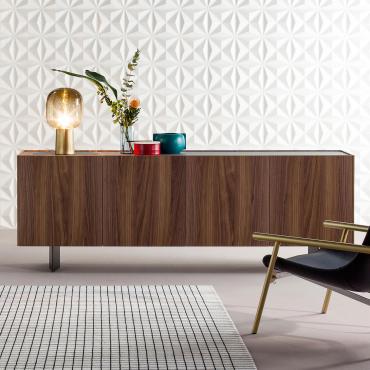 Outline 4 door walnut sideboard by Bonaldo of 240 cm in the model with tall rhombus feet