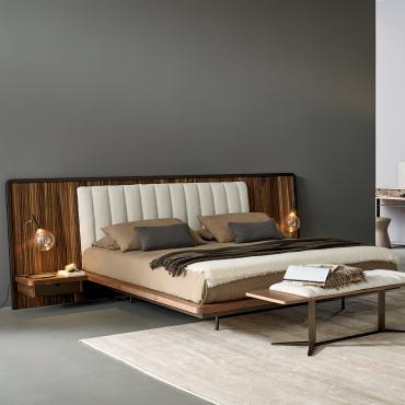 Double bed with hanging bedside table Nelson by Bonaldo