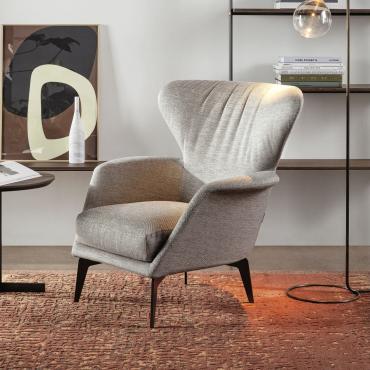 Lovy modern velvet bergère armchair by Bonaldo