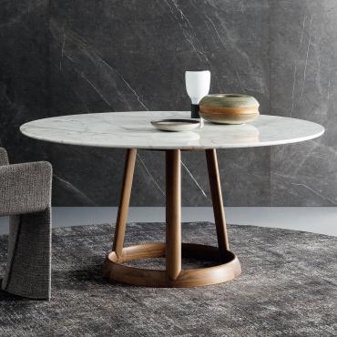 Greeny round dining table with marble top