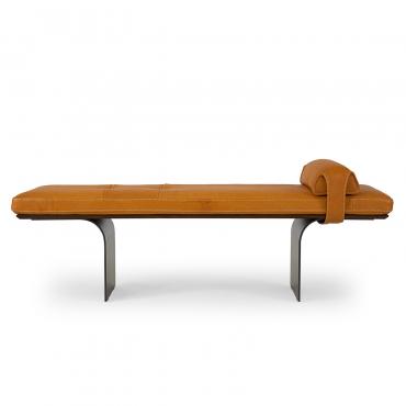 Designer upholstered bench in leather Minerva, by Borzalino 