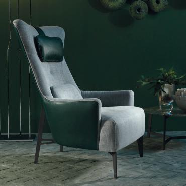 Mia design Bergere armchair with headrest by Borzalino