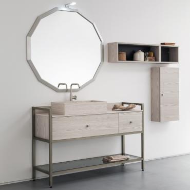 Mobile bagno a terra in metallo e legno Atlantic N91