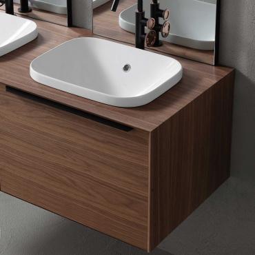 Atlantic bathroom cabinet with built-in washbasin