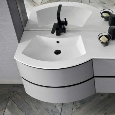 Atlantic curved bathroom cabinet 2 drawers model with View recessed basin