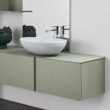 Atlantic bathroom cabinet with countertop basin - 214 Skin Special Melamine and Castillon basin