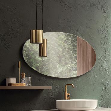 Helly bathroom mirror with elliptical shape with Poppy lamp