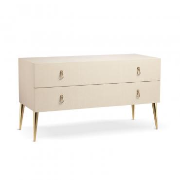 City art deco ivory dresser with 2 drawers by Cantori. Classy and refined design (Handle finish not available)
