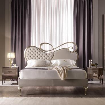 Chopin bed with ivory and gold headboard by Cantori