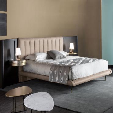 Mirage double bed with side shelves by Cantori