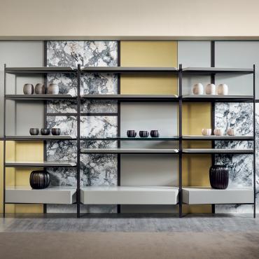 Macao metal and wood design bookcase by Cantori