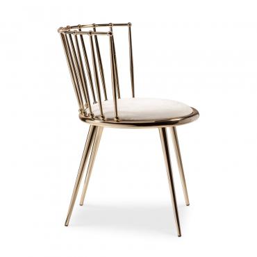 Aurora minimal gold chair with velvet seat and radial metal seat-back