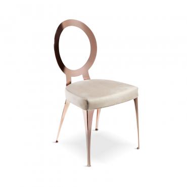 Miss brass chair with padded seat and metal seat-back by Cantori