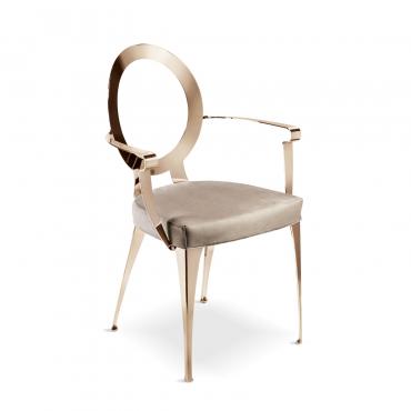 Miss brass chair with padded seat and metal seat-back by Cantori