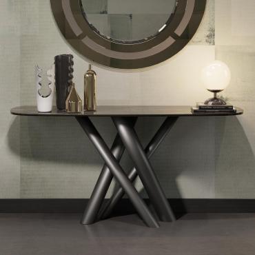 Ivy elegant console table with crossed metal base
