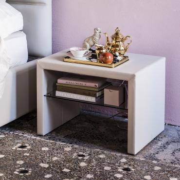 Dorian white leather bedside table by Cattelan