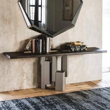 Skyline console table in debarked wood by Cattelan