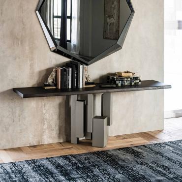 Skyline console table in debarked wood by Cattelan