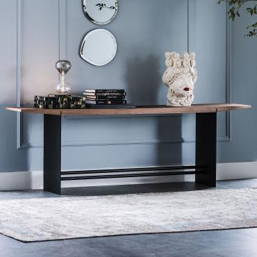 Trevi walnut console table with industrial base by Cattelan