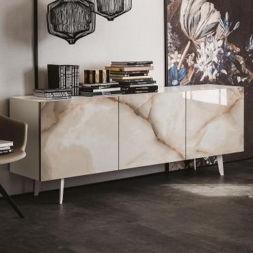 Metropol is a sideboard with ceramic doors by Cattelan