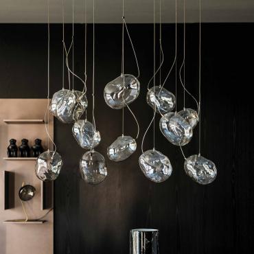 Cloudine is an iridescent glass suspended lamp by Cattelan