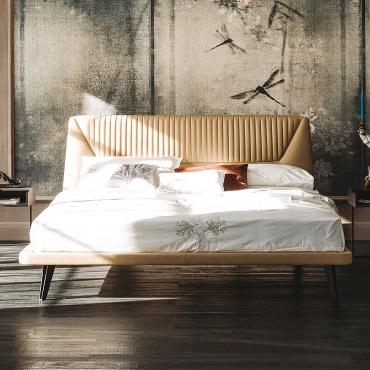 Amadeus eco-leather bed with quilted headboard by Cattelan