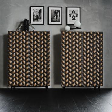 High sideboard with carved doors Spiga by Cattelan