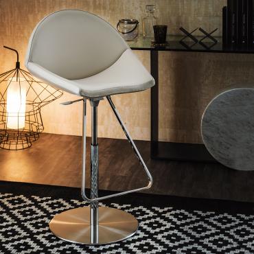 Kiss adjustable height leather stool by Cattelan