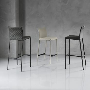 Norma by Cattelan upholstered stool metallic legs