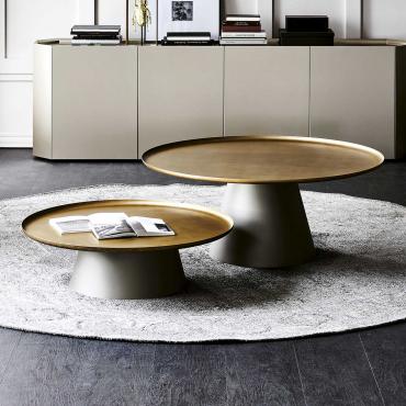 Tavolino da salotto di design in metallo dorato Amerigo di Cattelan