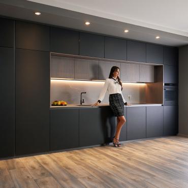 Plan 03 modern black kitchen with double wall units