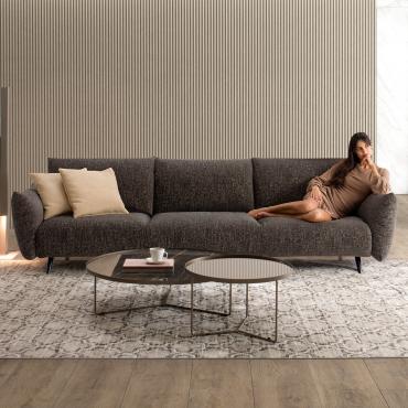 Malibù designer sofa with upholstered armrests