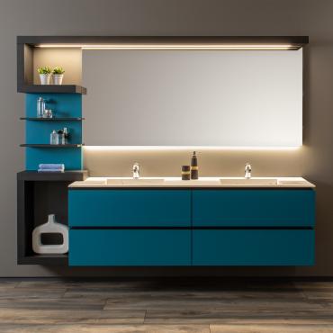 Mobile bagno con doppio lavabo in HPL Tailor 