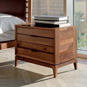 Naiko grained solid wood bedside table