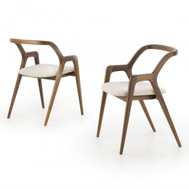 Nakama solid wood chair with upholstered seat