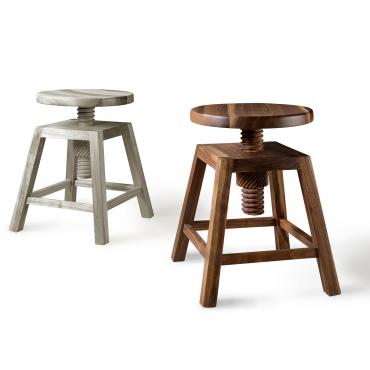 Baiko solid wood bolt stool, adjustable height