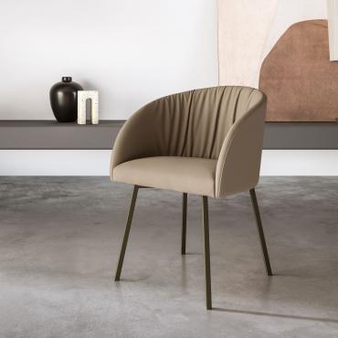 Grace elegant tub chair with metal or wooden legs, spoke base or swivel with wheels