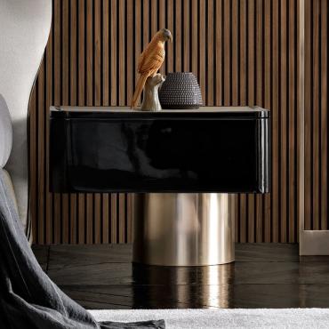 Atos luxury black and gold bedside table for modern homes with a glamour look