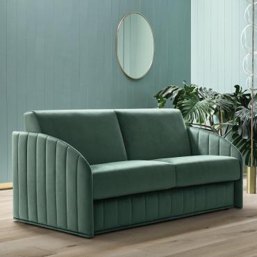 Clark emerald green sofa bed with quilted sides